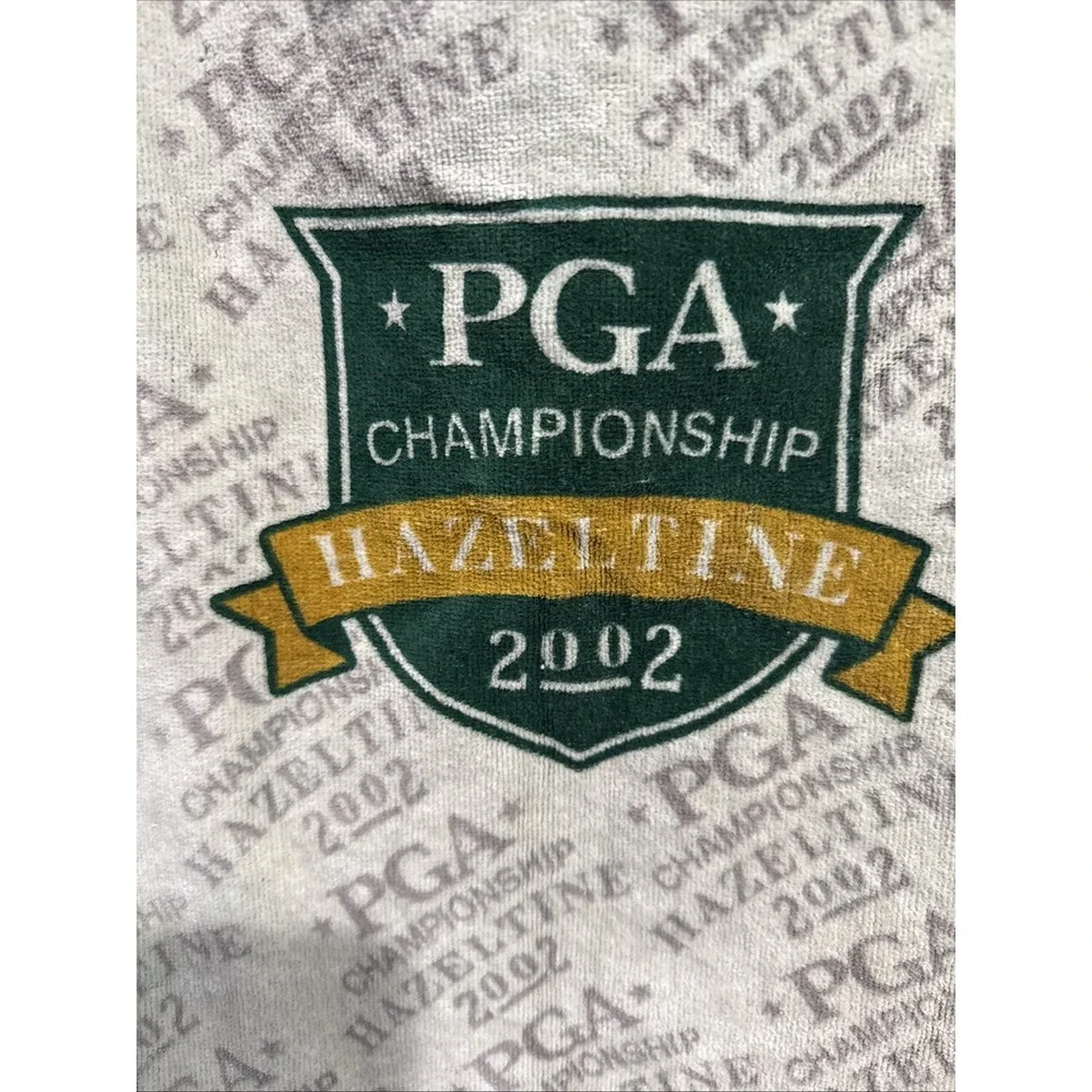 PGA Championship Hazeltine 2002 Green & Beige Cotton Golfbag Towel with Clip